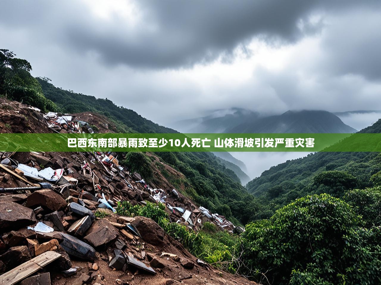 巴西东南部暴雨致至少10人死亡 山体滑坡引发严重灾害