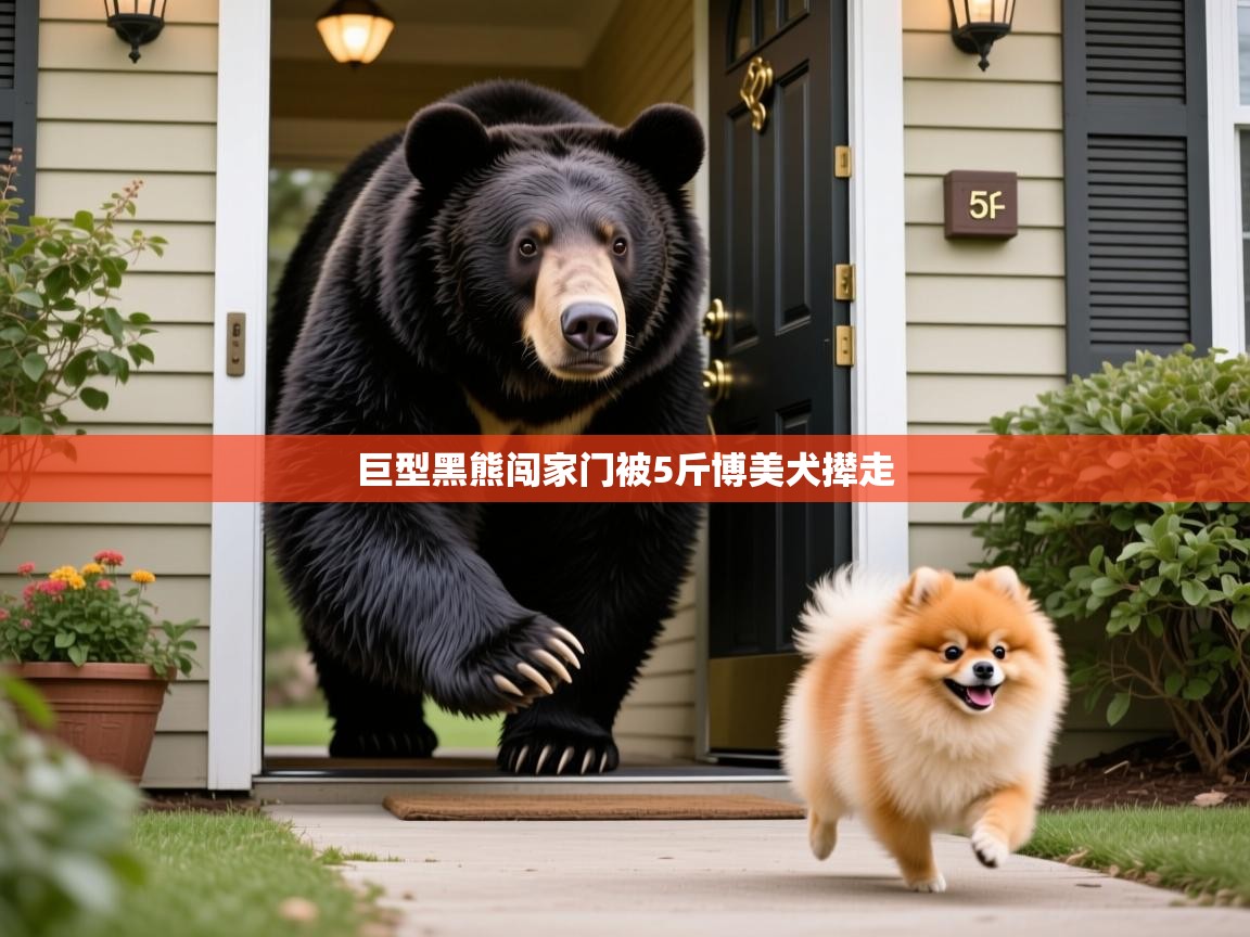 巨型黑熊闯家门被5斤博美犬撵走