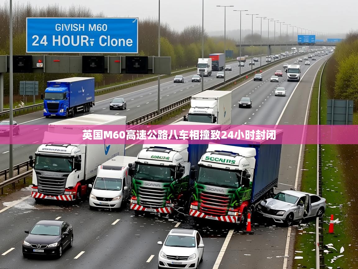 英国M60高速公路八车相撞致24小时封闭
